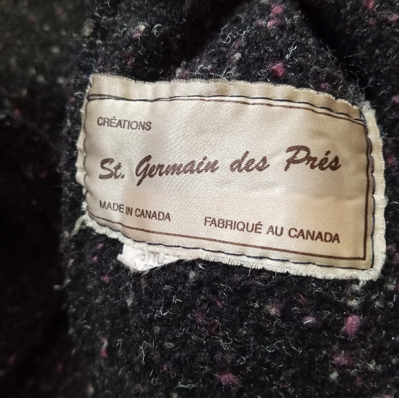 St Germain des Pris 80s soft black/dark grey flecked coat - Picture 8 of 11